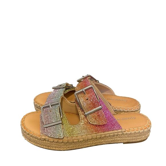 Gianni Bini Tyyla Rainbow Rhinestone Embellished Platforms Sz 8.5 Festival Boho - Picture 2 of 13